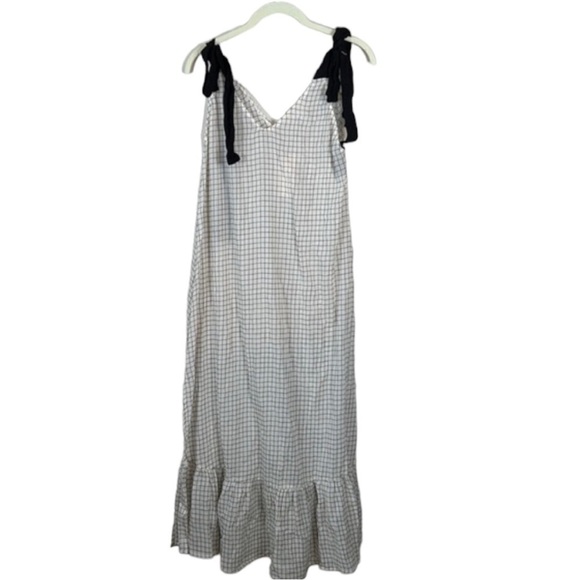 Eberjey Checkered Cream And Black Slit Swim Cover Up Swim Dress Size S - Picture 1 of 7